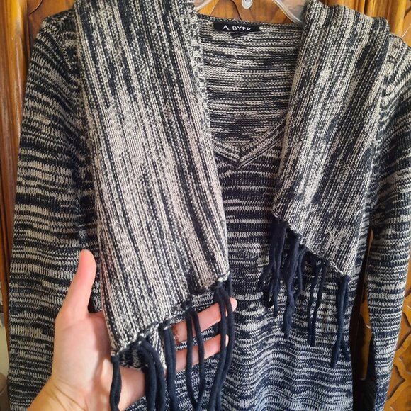 A. BYER Long Sleeve Chunky Knit Sweater Dress w/ Stole NWT! - Gray/Black, Size M - Picture 7 of 16